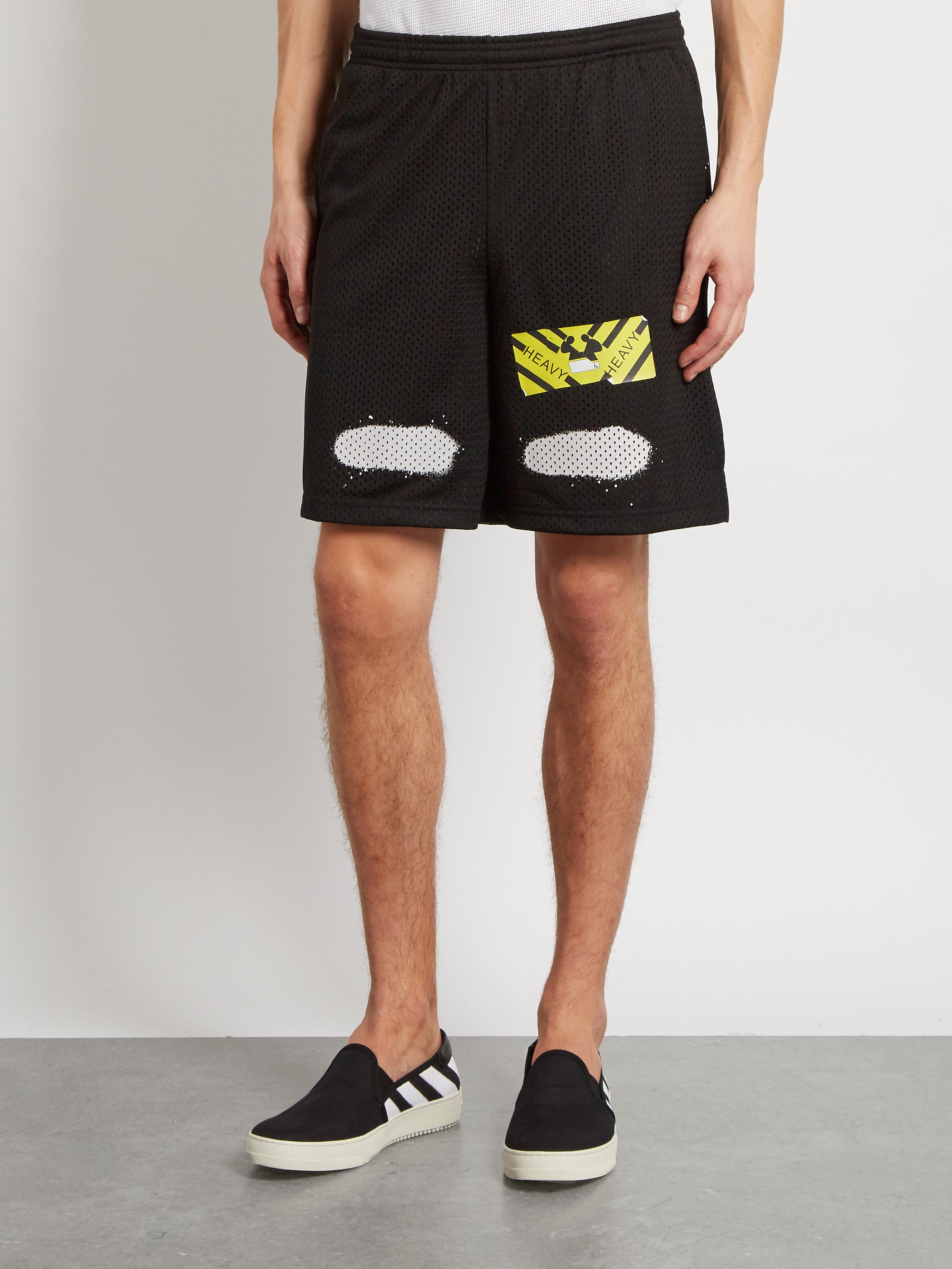Off-White c/o Virgil Abloh Synthetic Spray-paint Mesh Shorts in Black 